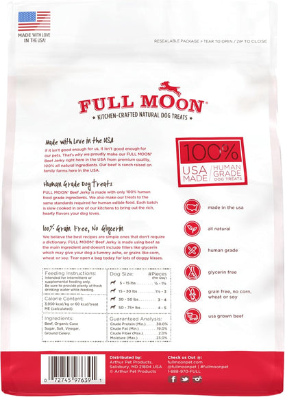Full Moon Golosinas para perros con carne seca de res, saludables,...
