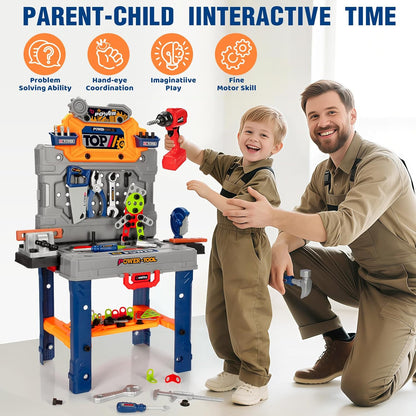 TooyBing Juego de banco de herramientas para niños con taladro eléc...