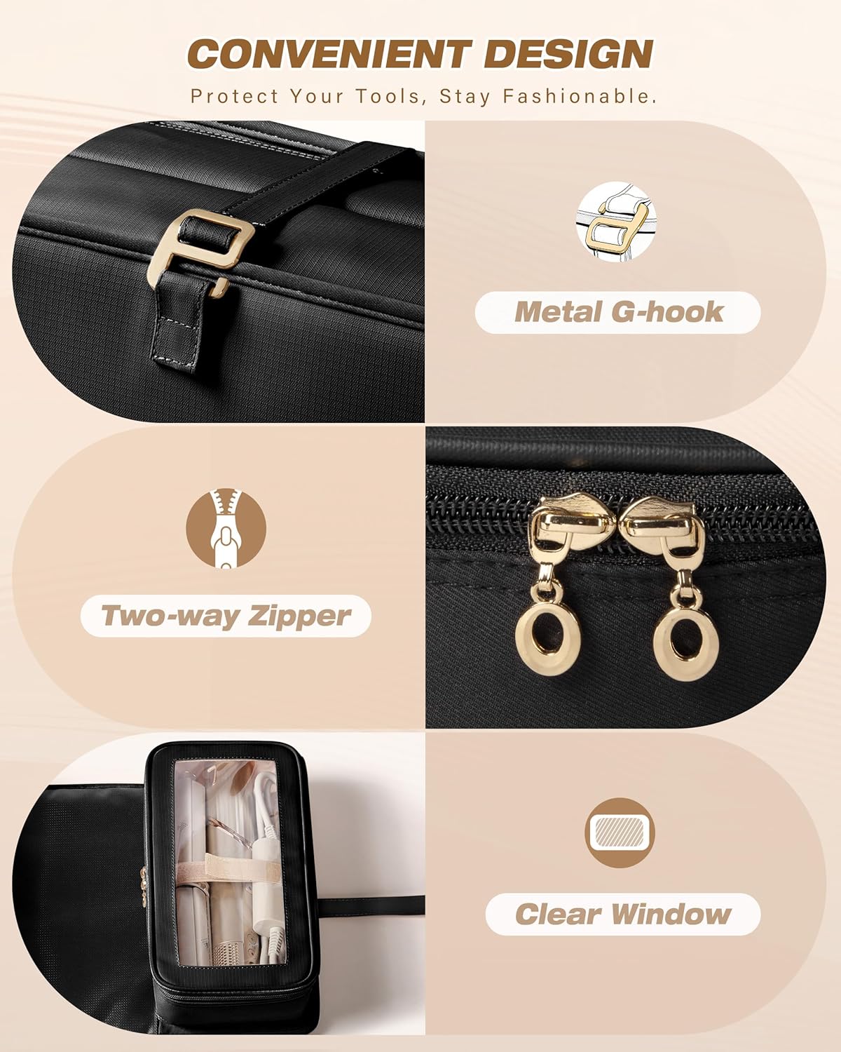 Marscamd Bolsa de viaje para herramientas para el cabello con alfom...