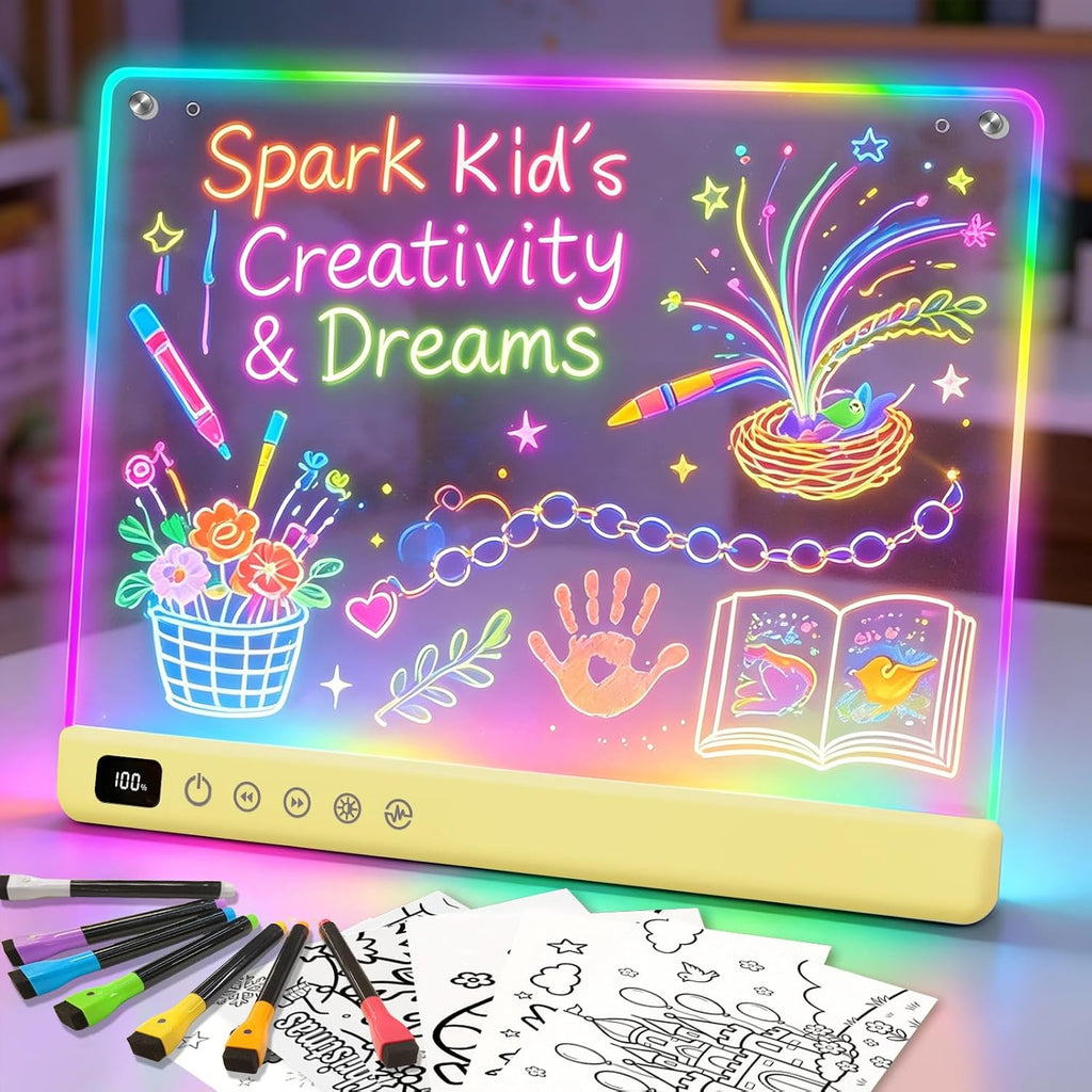 Lumiboard Tablero de dibujo LED con 13 efectos de luz, tablero de n...