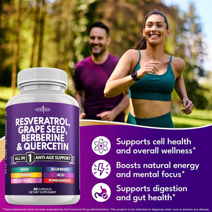 NEW AGE Resveratrol, berberina, extracto de semilla de uva, quercet...