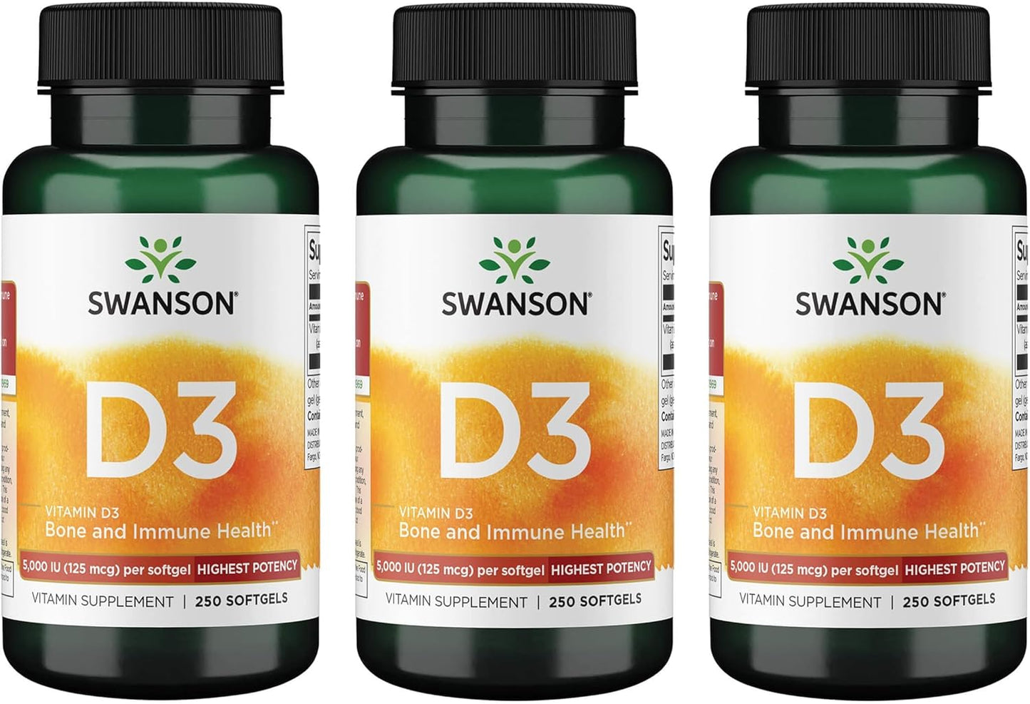 Swanson Vitamina D3 Suplemento de salud ósea, inmune y cardíaca de...