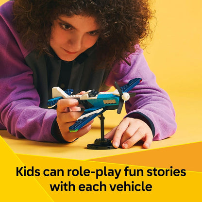LEGO Creator 3 en 1 Avión de Carrera de Aviones Juguete - Juguete de Construcción con 3 Opciones de Construcción, Avión, Avión de Caza o Helicóptero - Idea de Regalo para Niños, Niños y Niñas, Edades