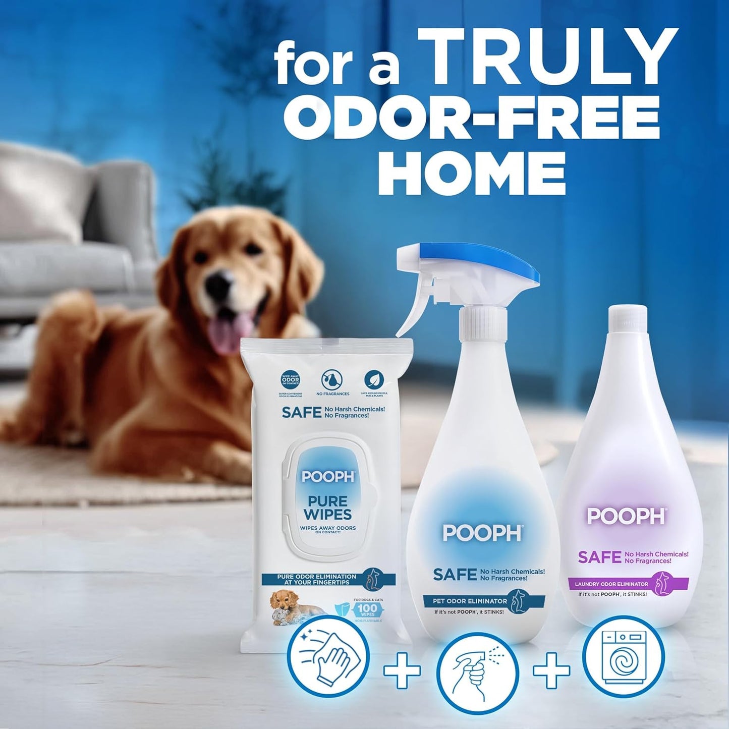 Pooph Eliminador de olores para mascotas, espray de 16 onzas, elimi...