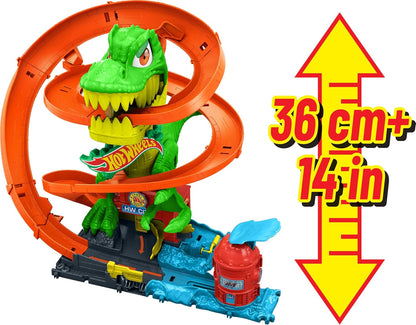Hot Wheels Juego de pistas de autos de juguete, juego City T-Rex Bl...