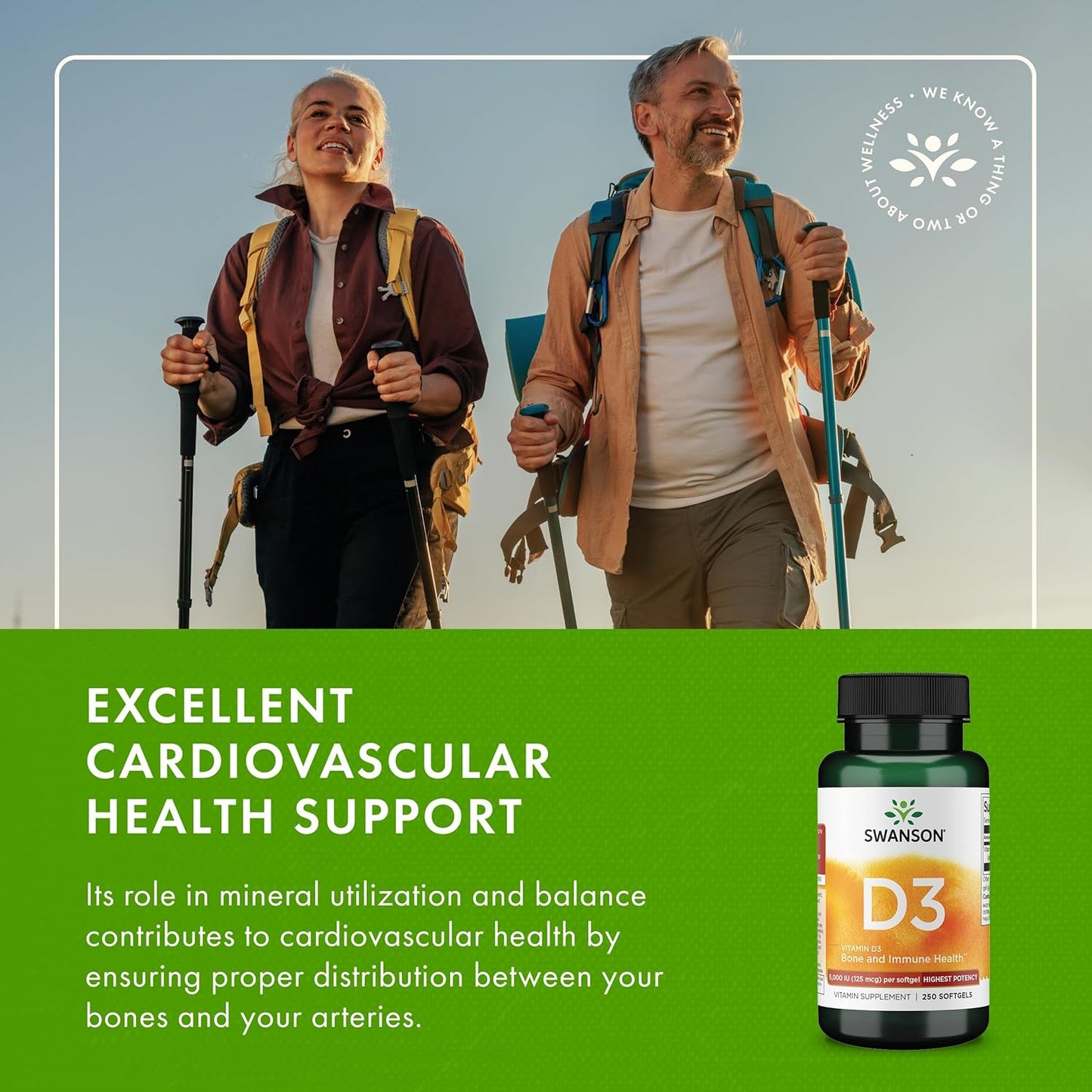 Swanson Vitamina D3 Suplemento de salud ósea, inmune y cardíaca de...