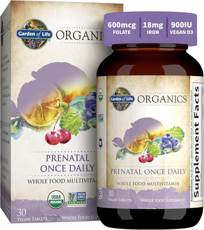Garden of Life Organics Vitamina prenatal: Ácido fólico para energí...