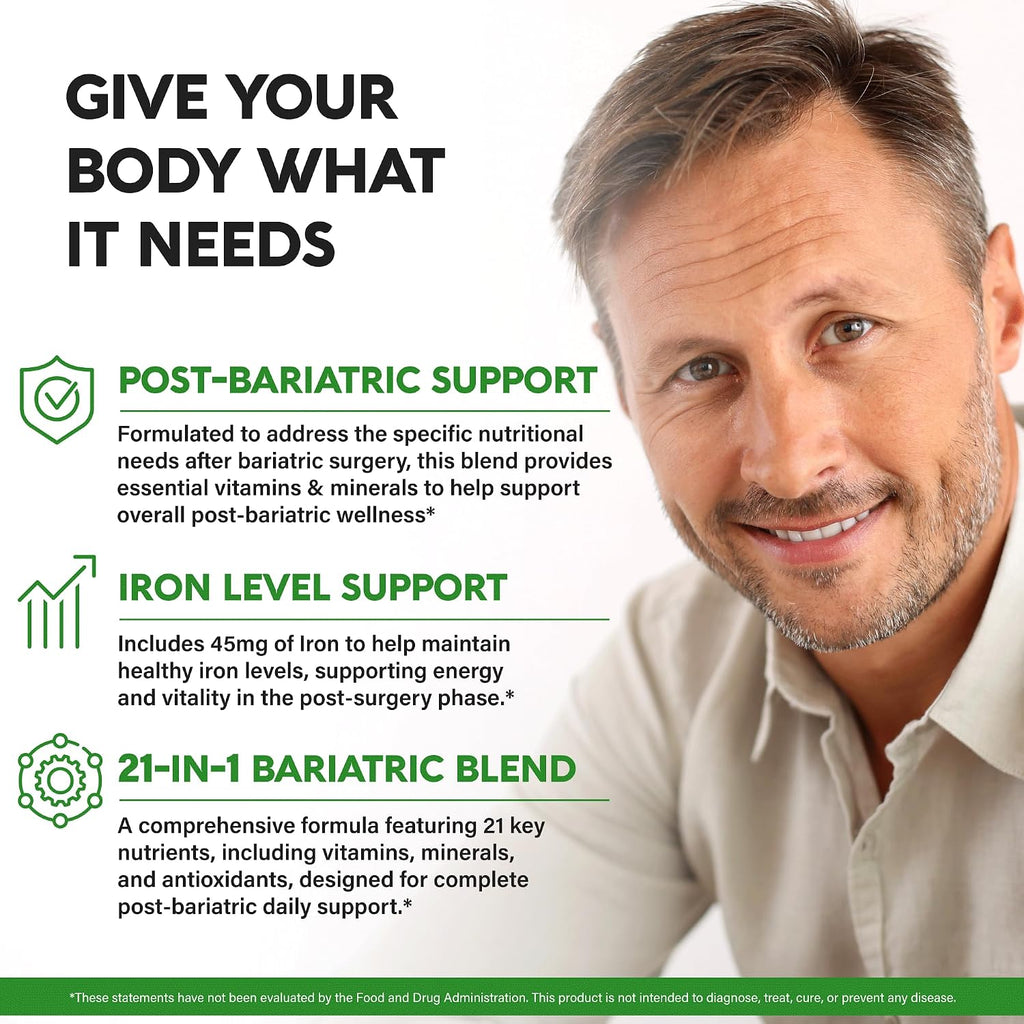 Multivitamínico bariátrico - Suplementos de hierro de 45 mg - Fabri...