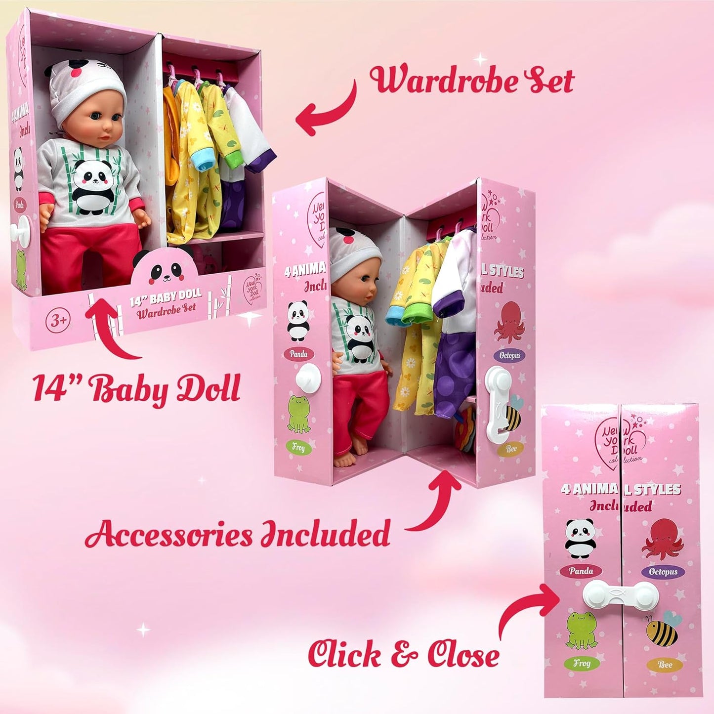 Muñeca de bebé de cuerpo suave con accesorios y 4 juegos de trajes...