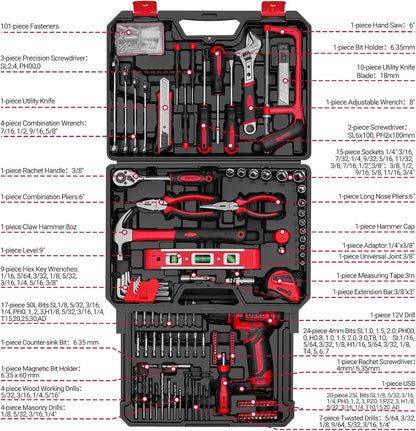 Juego de herramientas de taladro: kit de herramientas con taladro i...