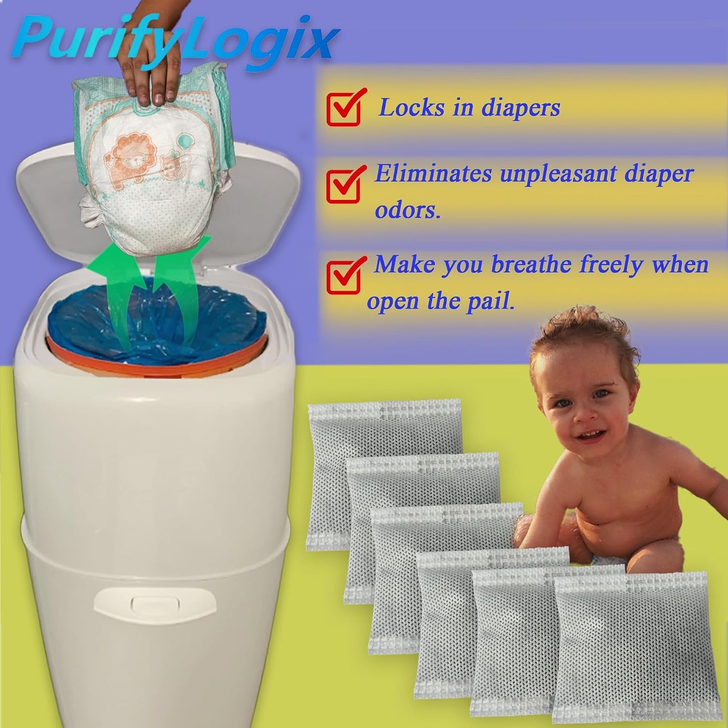 12 piezas de desodorantes para cubos de pañales, absorbentes de olo...