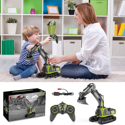 kolegend Excavadora de juguete a control remoto de 16 pulgadas, 11...