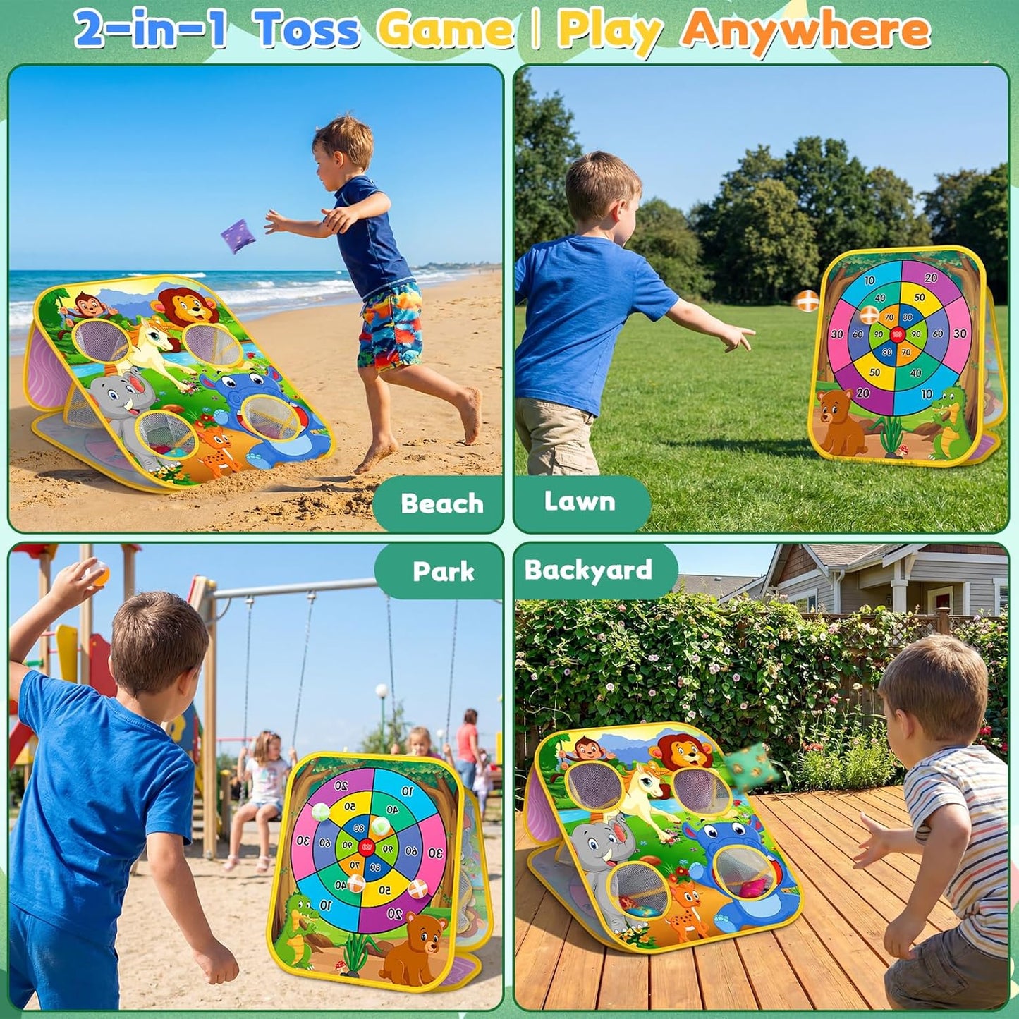Bean Bag Toss Game for Kids - Cornhole Board Outdoor Toys for Toddl...