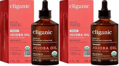 Cliganic Aceite de jojoba orgánico, 100% puro (4 onzas), hidratante...