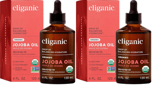Cliganic Aceite de jojoba orgánico, 100% puro (4 onzas), hidratante...