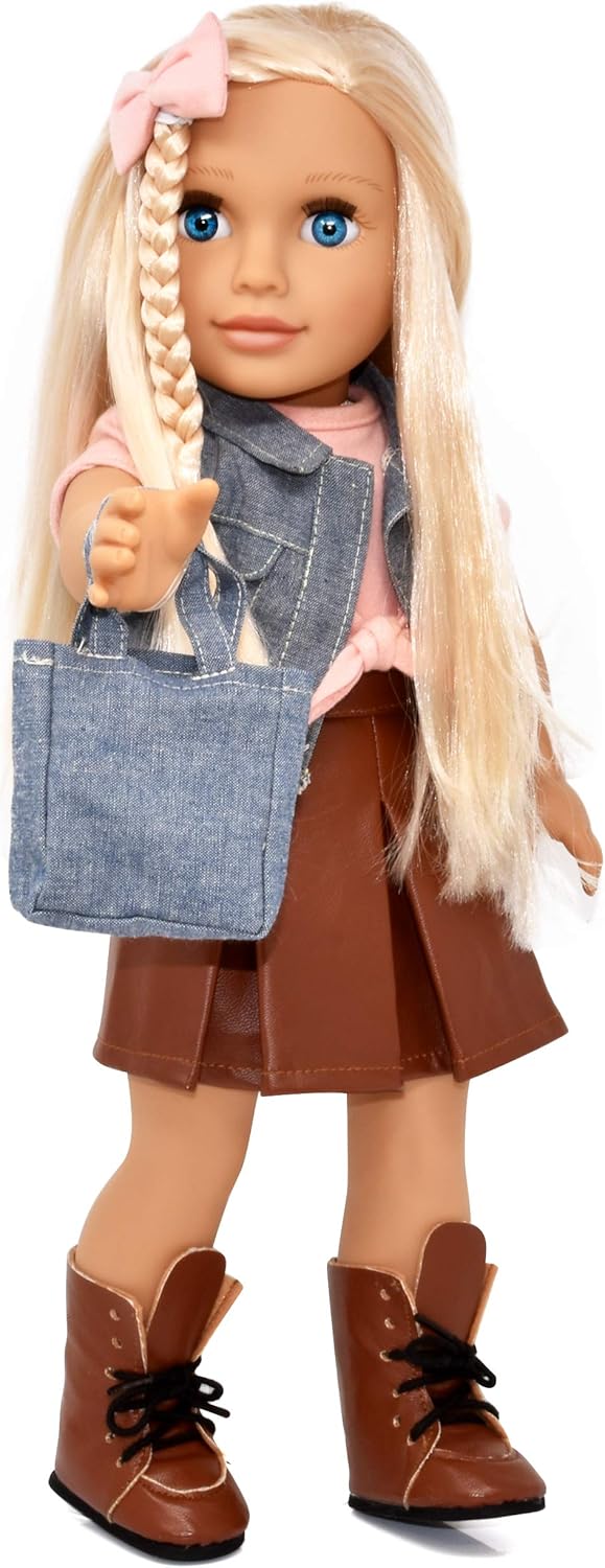 Gift Boutique Muñeca de niña de 18 pulgadas, muñeca de moda con cab...