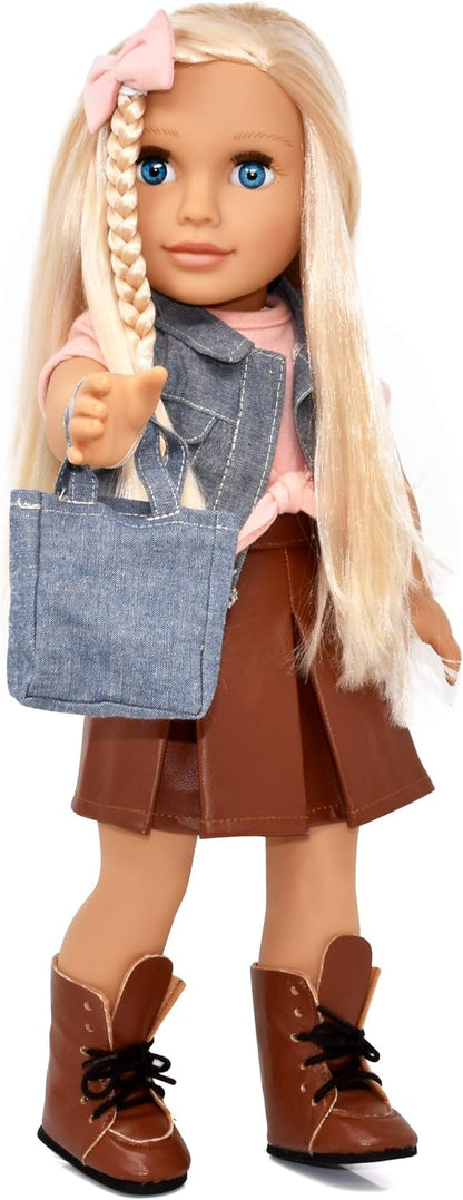 Gift Boutique Muñeca de niña de 18 pulgadas, muñeca de moda con cab...