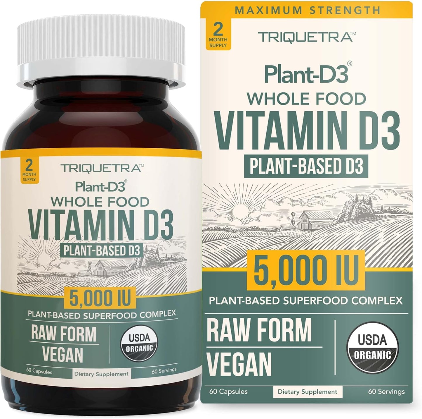 Vitamina D3 orgánica 5,000 UI \u2013 100% alimentos integrales y fo...