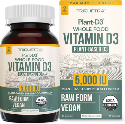 Vitamina D3 orgánica 5,000 UI \u2013 100% alimentos integrales y fo...