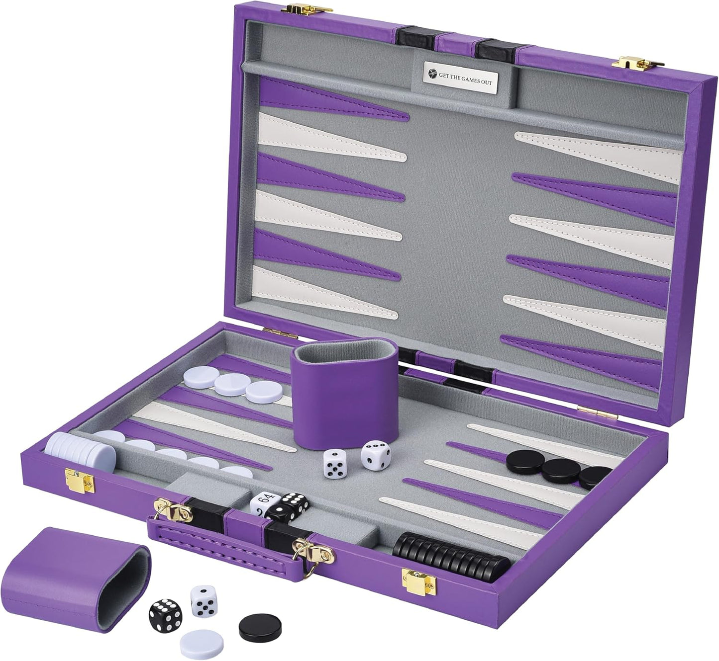 Get The Games Out - Juego de backgammon con maletín de juego de mes...