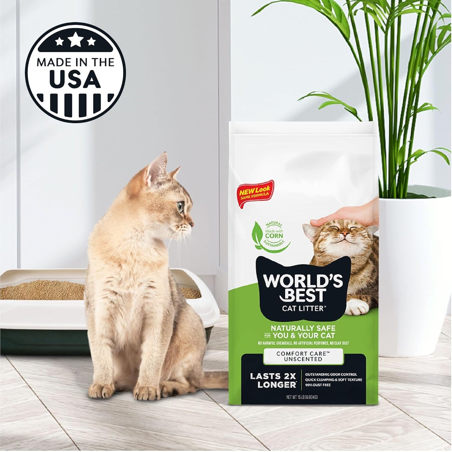 WORLD'S BEST CAT LITTER Comfort Care sin perfume, 32 libras, in...