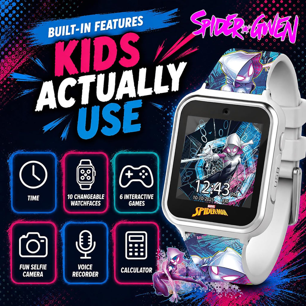 Reloj inteligente Marvel Spider-Man para niños: características div...