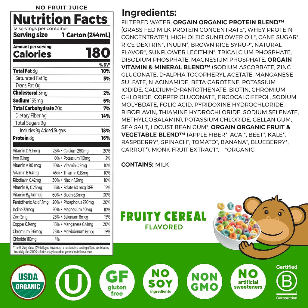 Orgain Organic Kids - Batido nutricional de proteínas, cereales fru...