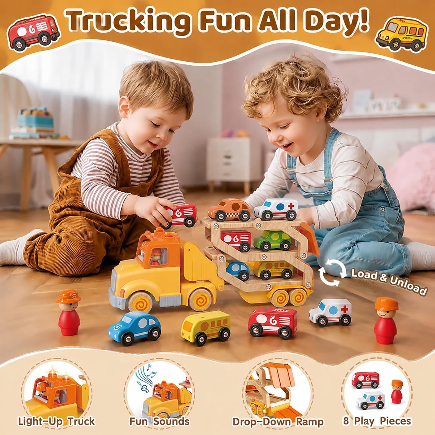 Juguetes para niños pequeños de 2, 3, 4, 5 años, camión transportad...