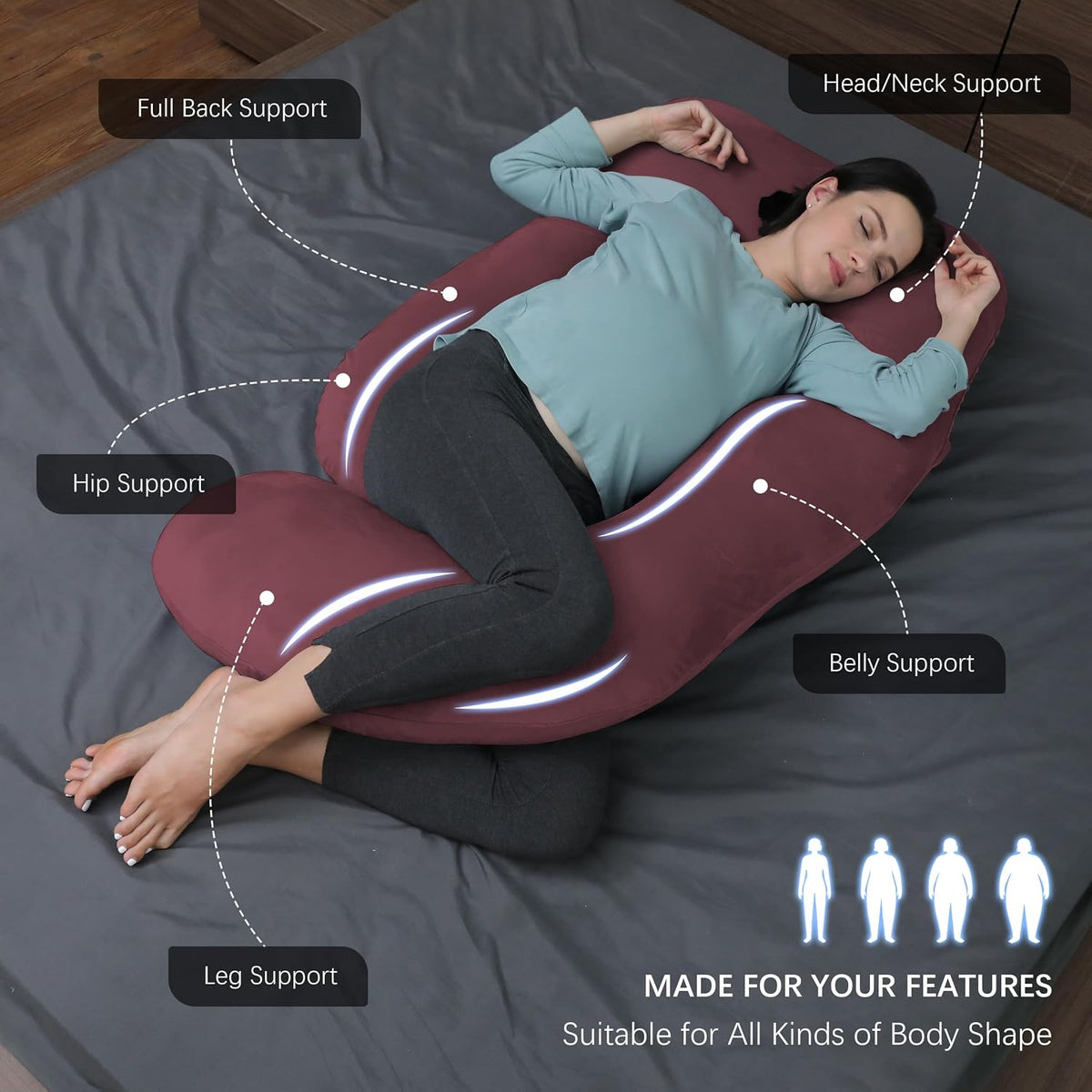 MOON PARK - Almohadas de embarazo y maternidad de cuerpo completo p...