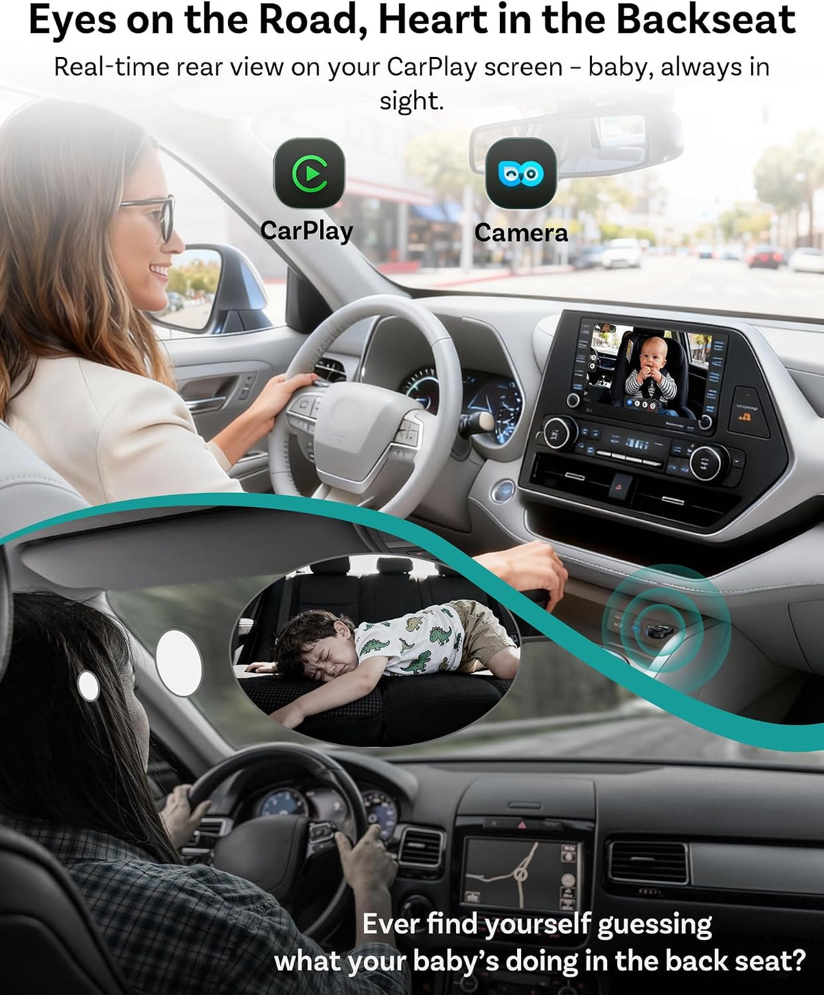 OTTOCAST Adaptador de coche para cuidado de cabina con cámara de au...
