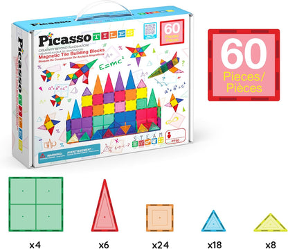 PicassoTiles - juego de 60 piezas de bloques de construcción magnét...