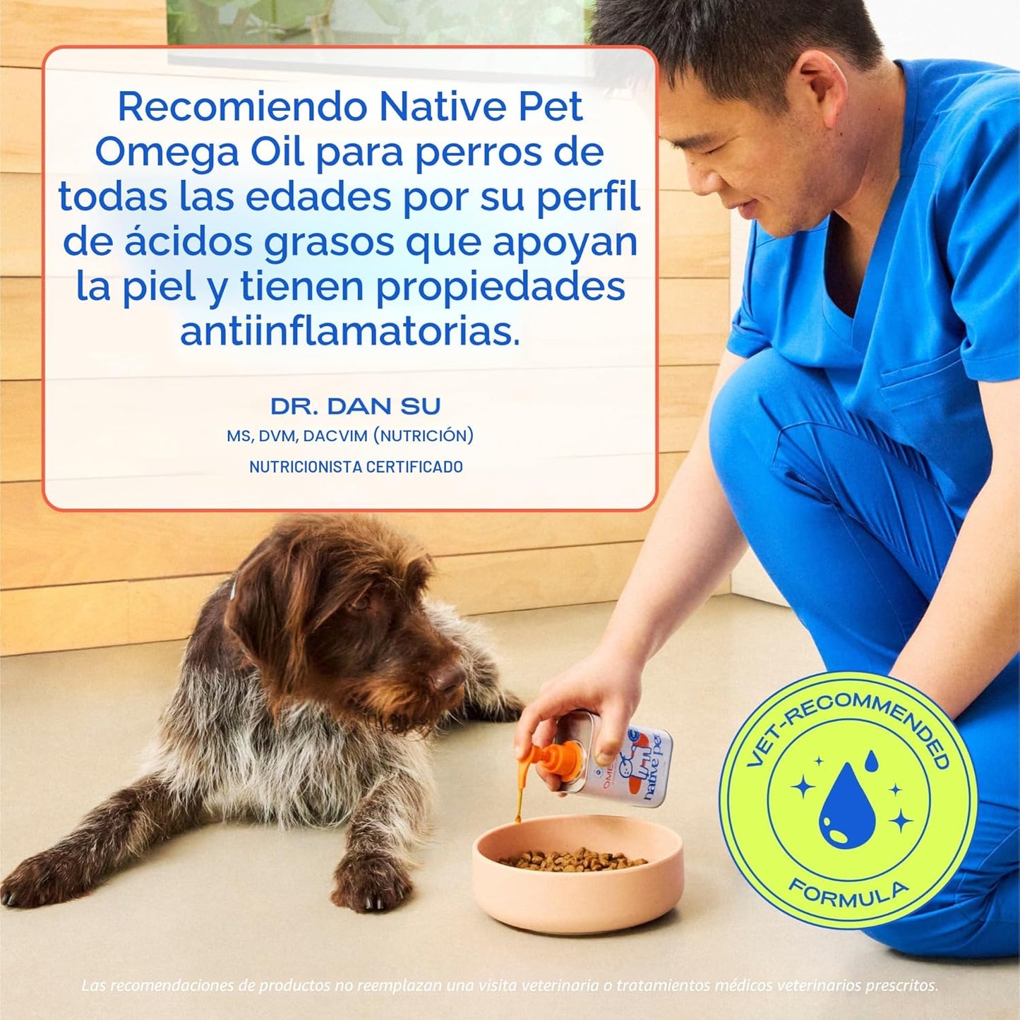 Native Pet Aceite de pescado Omega 3 para perros y gatos, promueve...