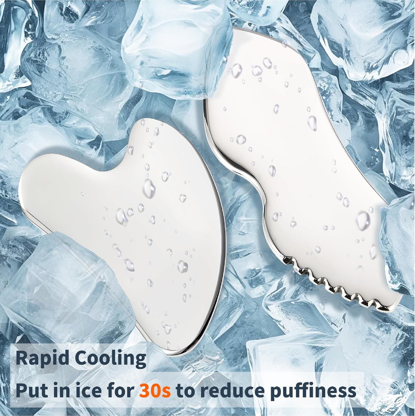 LeMeeOly 2 piezas de herramientas faciales Gua Sha de acero inoxida...