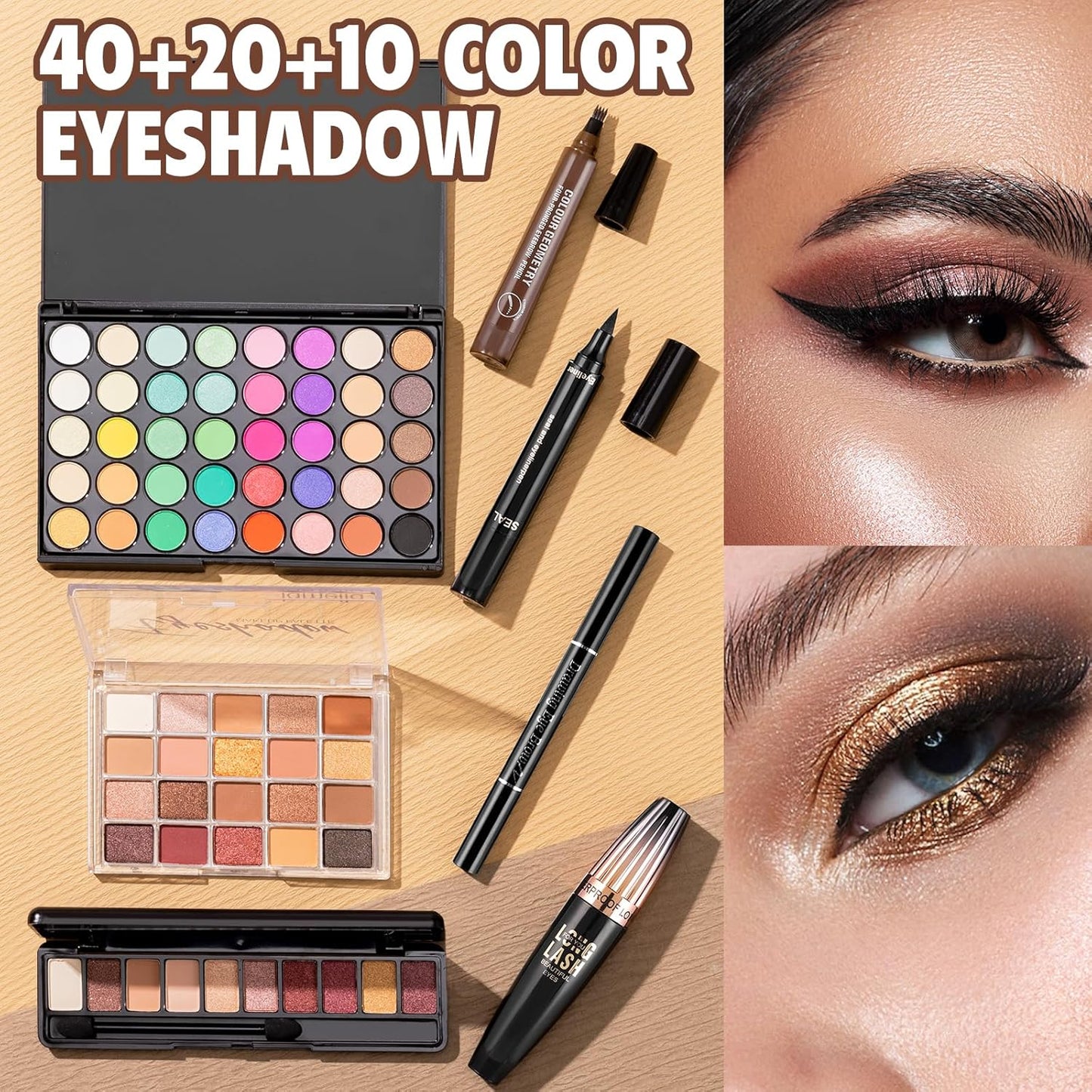 Kit completo de maquillaje para mujer, incluye base de sombra de ojos, paleta de sombra de ojos, brochas de maquillaje para adolescentes y niñas, juego de regalo de maquillaje todo en uno para mujeres