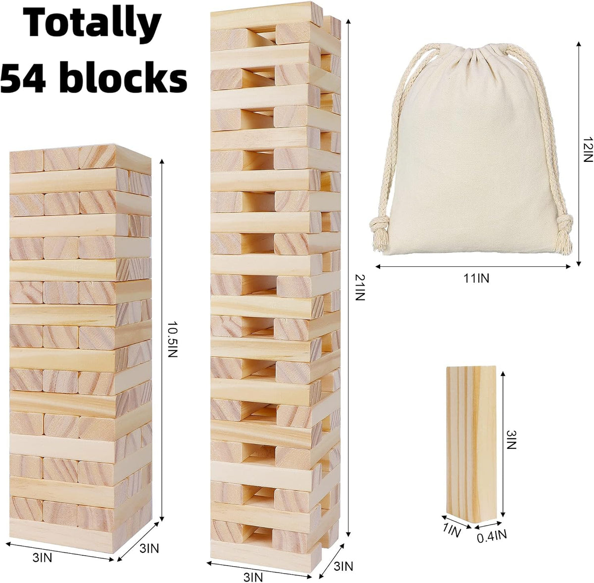 Glintoper Juego de mesas de bloques de torre Tic Tac Toe &amp; Tumb...
