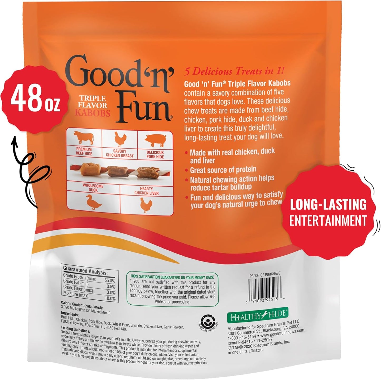 Good 'n' Fun Masticables Kabobs de Triple Sabor para Todos...