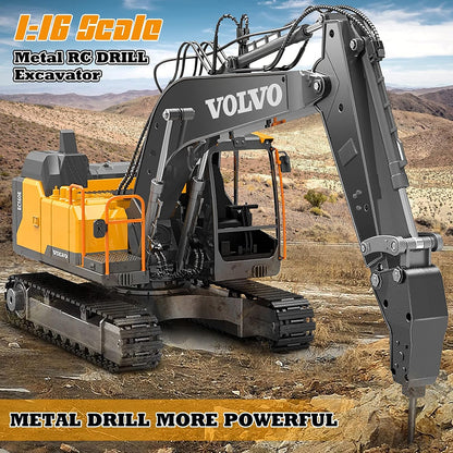 Double E Volvo - Excavadora de control remoto a escala 1:16, juguet...