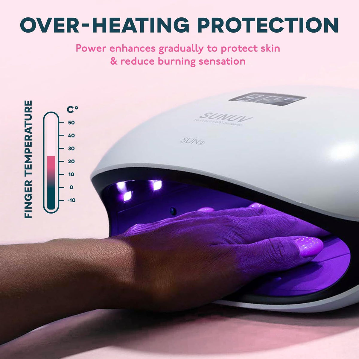 Secador de uñas con gel con LED de 48 W UV y sensor (blanco), de Su...