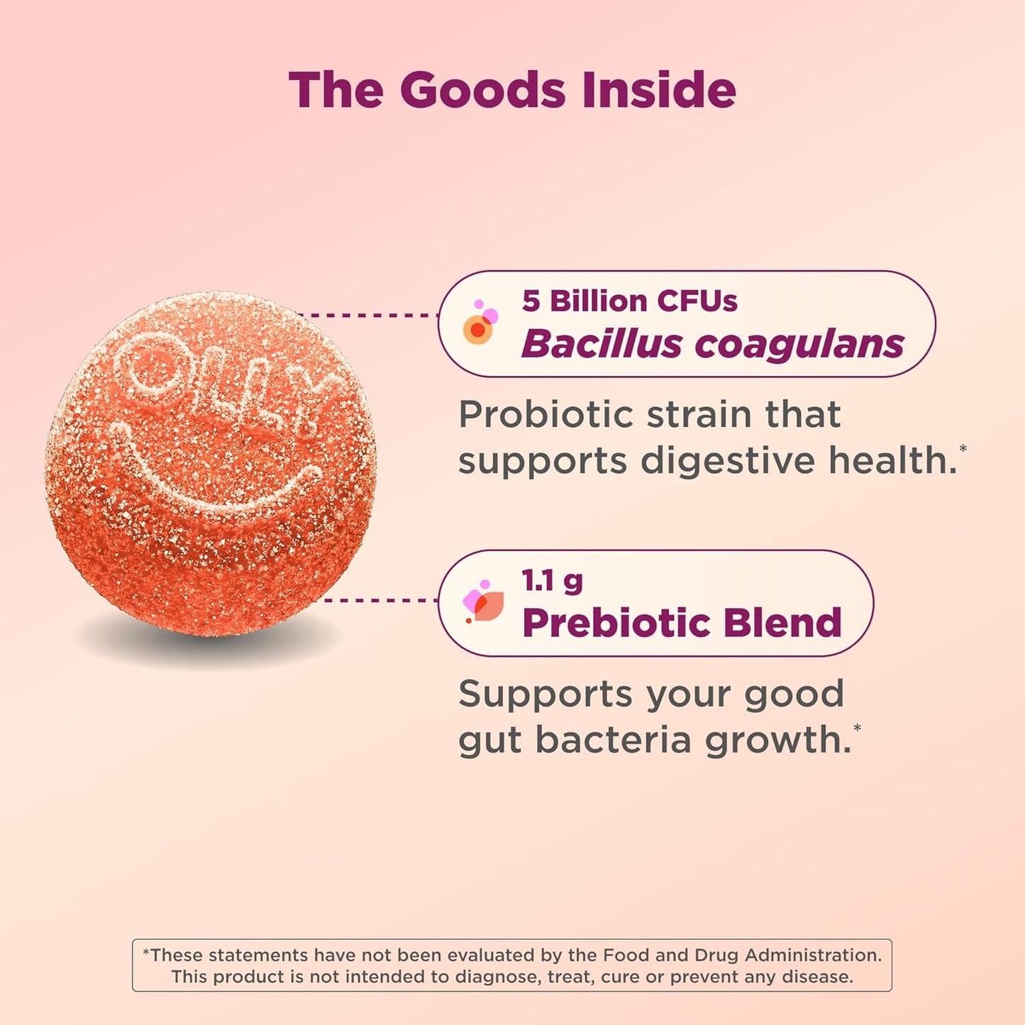 OLLY - Gomitas de probióticos + prebióticos que apoyan la salud dig...