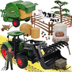 Peagprav Juego de juguetes de tractor de granja, empacadora redonda...