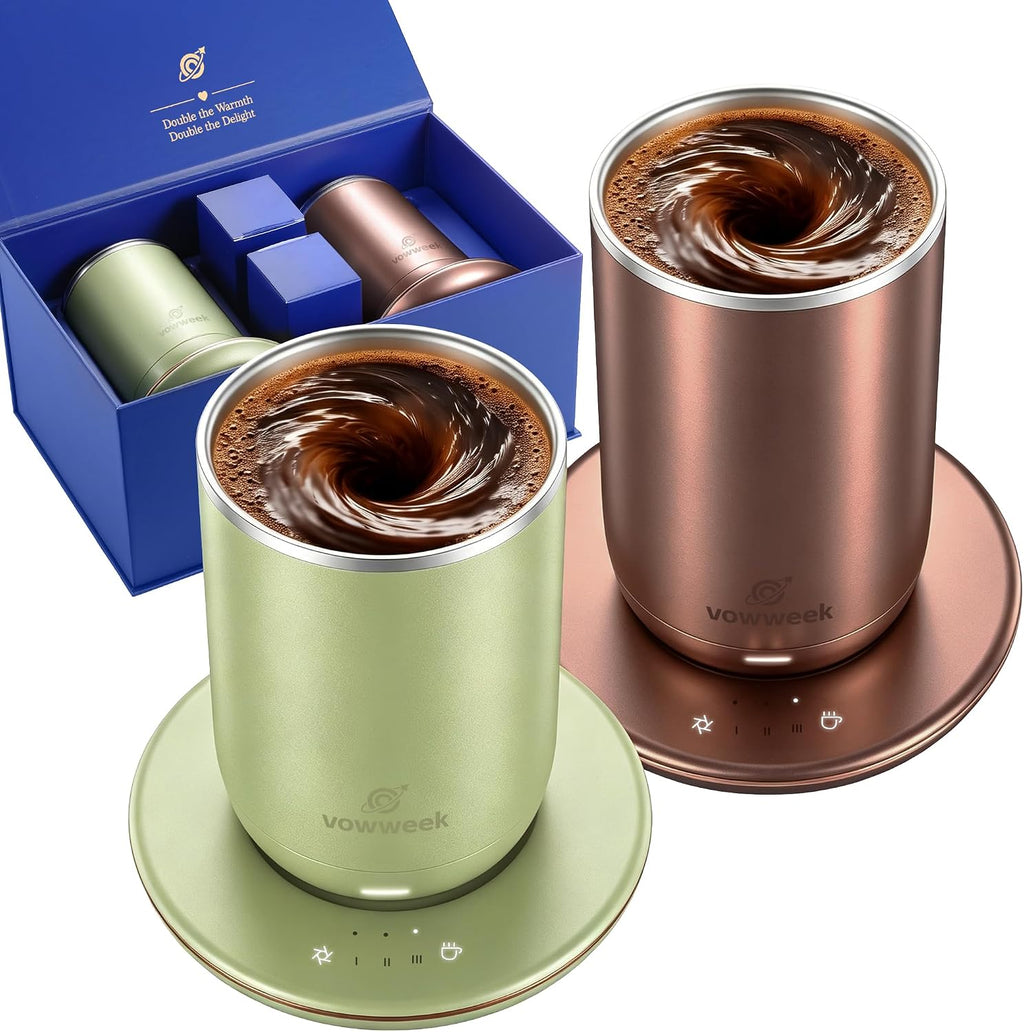 Juego de 2 tazas de café con agitación automática, tazas calentadas...