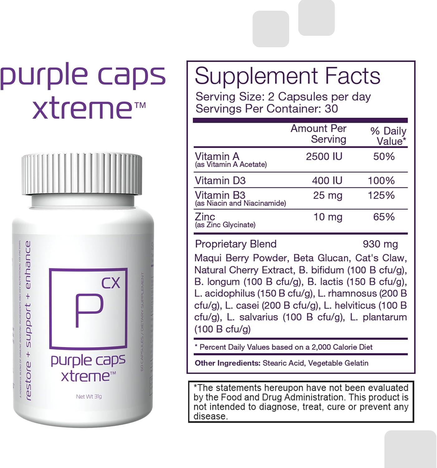Global Purple Caps Xtreme - Suplemento con vitaminas y minerales de...