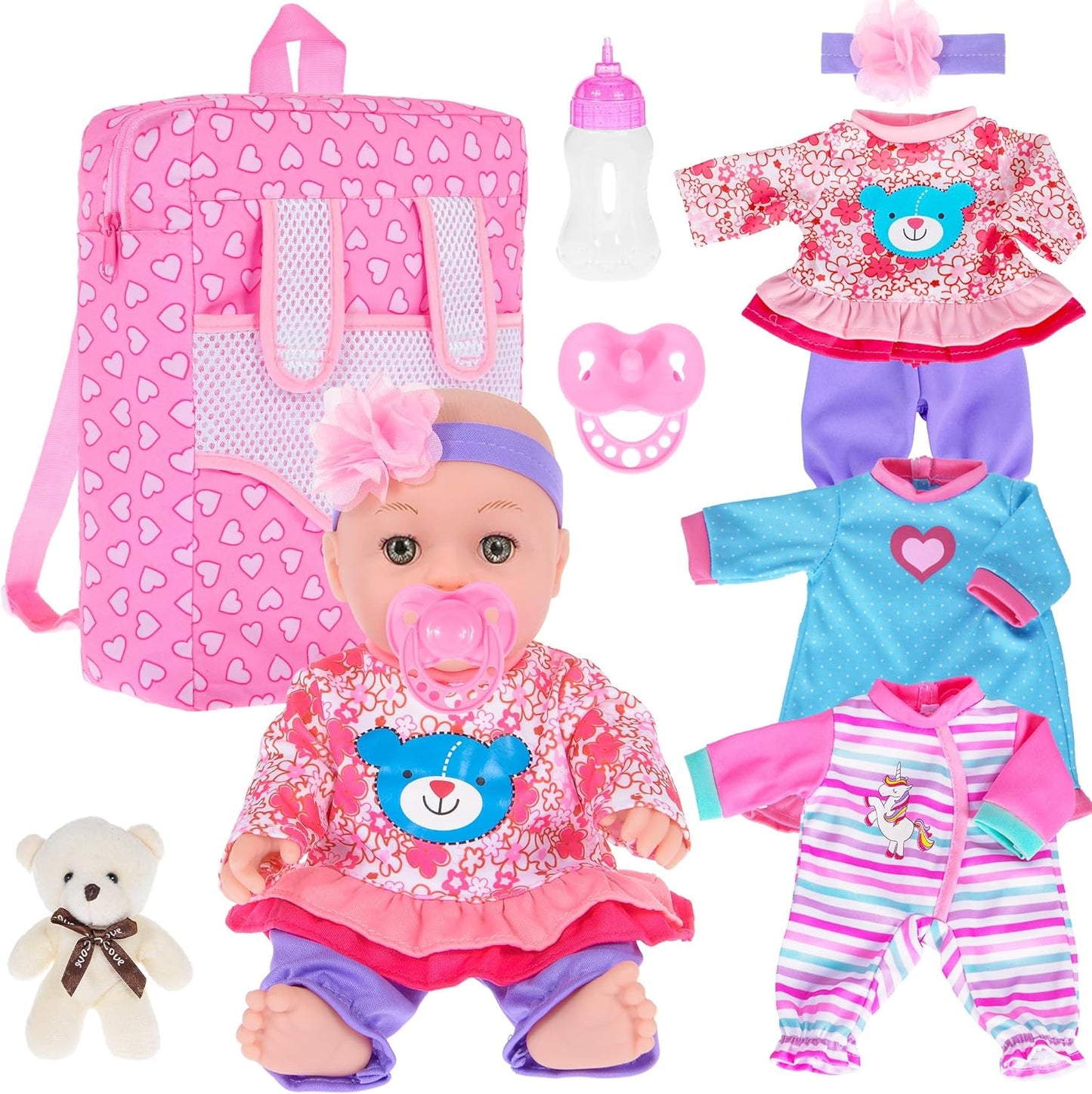 ebuddy Muñeca de bebé de 12 pulgadas y accesorios, muñecas de bebé...