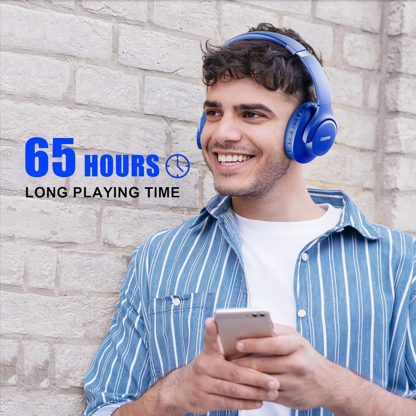 KVIDIO Auriculares Bluetooth sobre la oreja, 65 horas de reproducci...