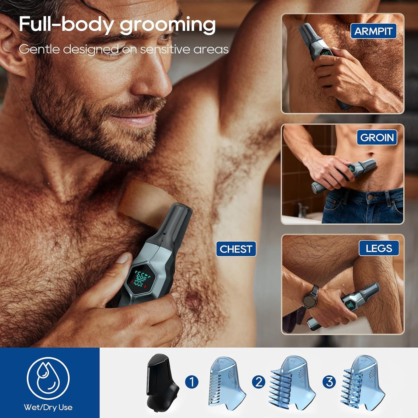 TRIMX Recortadora de barba para hombres, cabezales magnéticos de re...