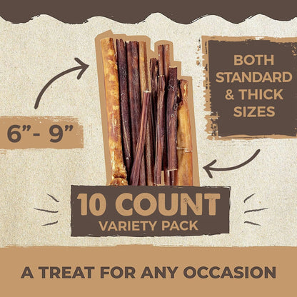 Mighty Paw Naturals Paquete Variado de Bully Sticks para Perros - M...