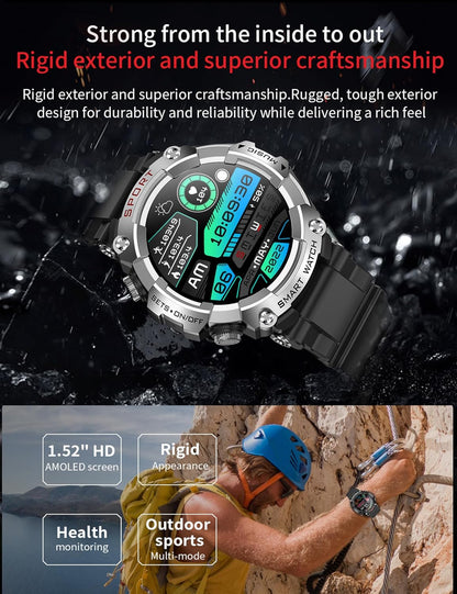 ATEVIX Reloj inteligente militar con auriculares (respuesta\/hacer...