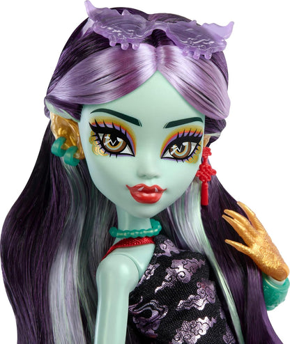 Monster High Jinafire muñeca larga, Dragón con perro mascota Cloudy...