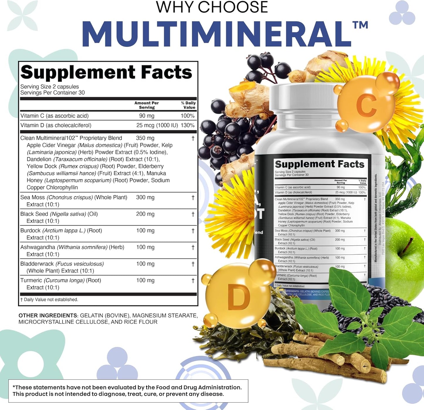 Clean Nutraceuticals Aceite de semilla negra de musgo marino, Ashwa...
