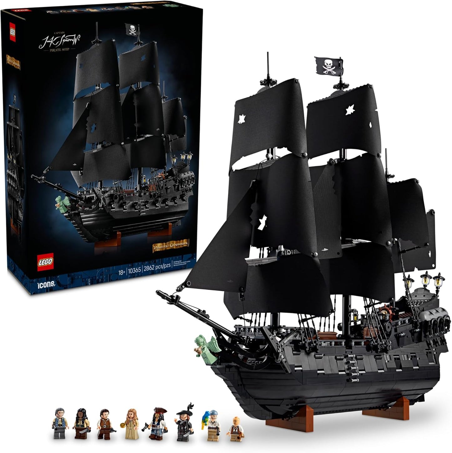 LEGO Icons 10365 - Juego de construcción de barco pirata del capitán Jack Sparrow para adultos, mayores de 18 años, decoración de habitación para oficina, dormitorio o estante, barco coleccionable de